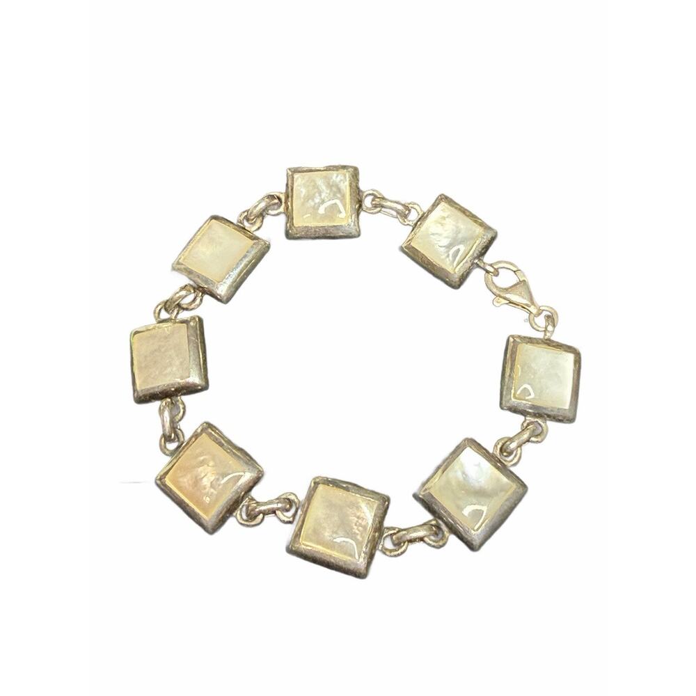 Sterling Silver 925 NF Geometric Mother of Pearl Bracelet